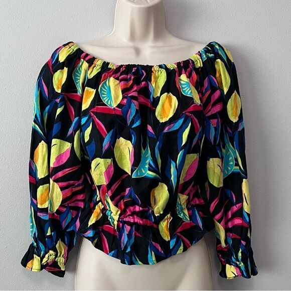Tabitha Brown X Target Lemon Print Bardot Top Size XS  NWT! - Picture 1 of 9